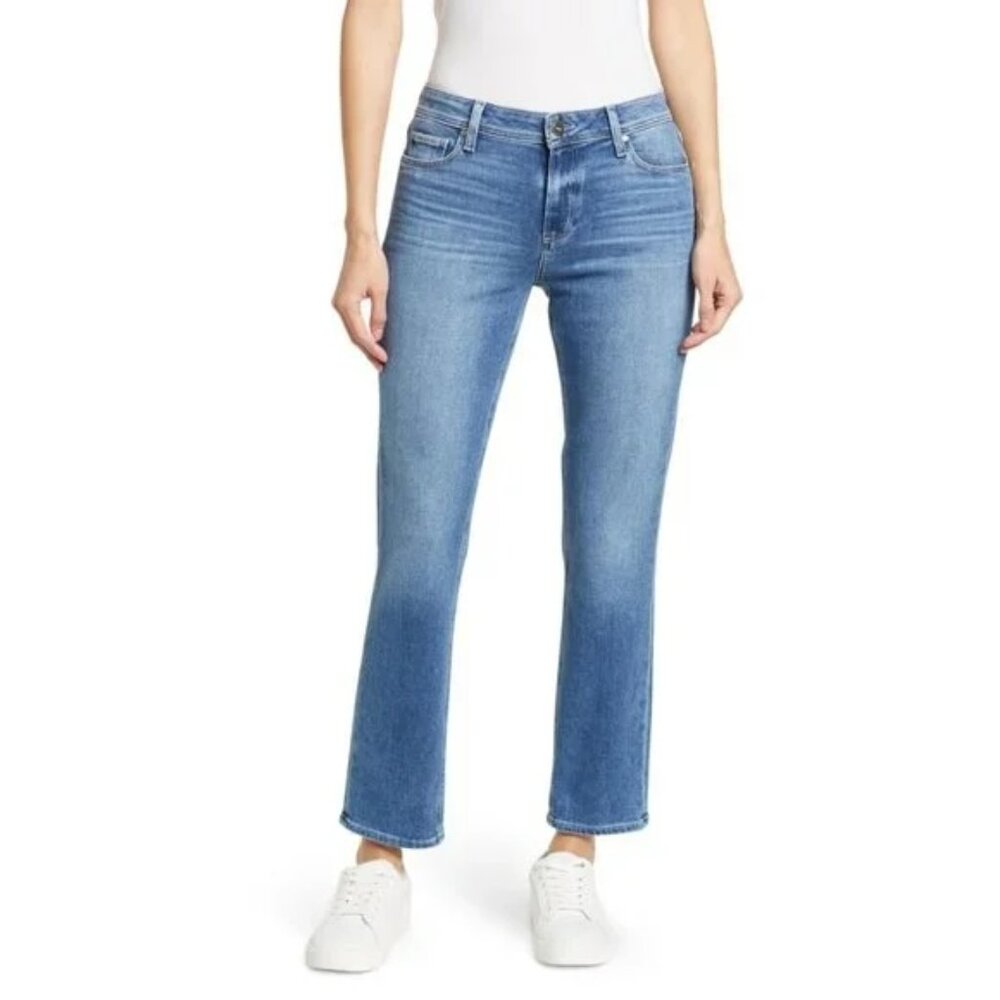 Paige Light Wash Mid Rise Birgitte Straight Cut Jeans